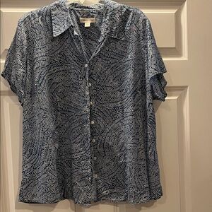 Coldwater Creek Navy Patterned Short sleeved Blouse 2X